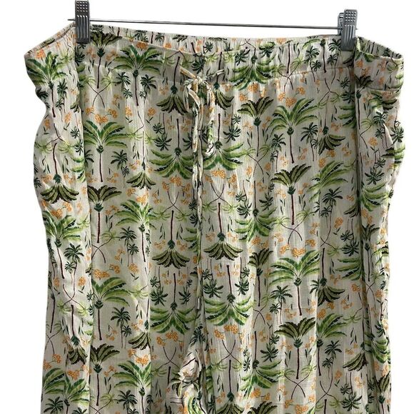 Old Navy Women's XXL Tropical Floral High Waist Wide-Leg Pants Side Slits - Picture 2 of 13